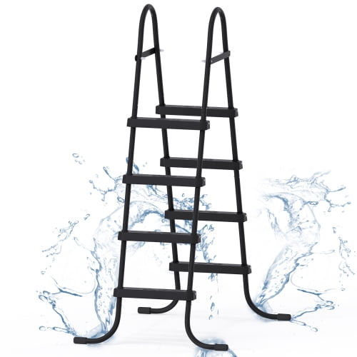 Ktaxon 52" 4-Step Above Ground Pool Ladder,Black Metal Frame Entry Ladder with Slip-Resistant Steps for Swimming Pools