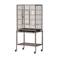 thumbnail image 1 of Ktaxon 53 Inch Brown Standing Metal Bird Cage with Rolling Wheel Stand, Large Vertical Parrot Cage with Storage Shelf & Pull Out Tray for Small Medium Birds, 1 of 6