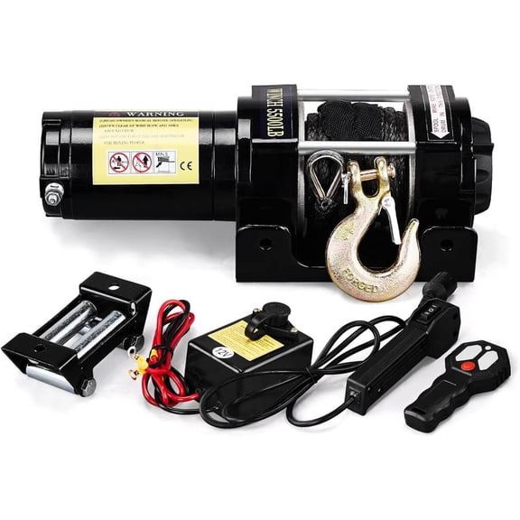 Ktaxon 5500lb Electric Winch with Synthetic Rope, 12V DC ATV UTV Winch with Both Wireless Handheld Remote and Corded Control, IP67 Waterproof Portable Power Winch for Off-Road Recovery, Towing, Boat