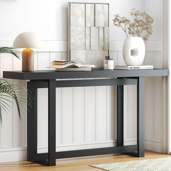 Ktaxon 59” Modern Console Table, Sleek Black Entryway Table Storage Cabinet, Heavy-Duty Hall Table for Foyer & Living Room