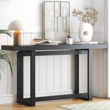 Ktaxon 59” Modern Console Table, Stylish Entryway & Living Room Storage Cabinet, Heavy-Duty Hall Table, Sleek Black