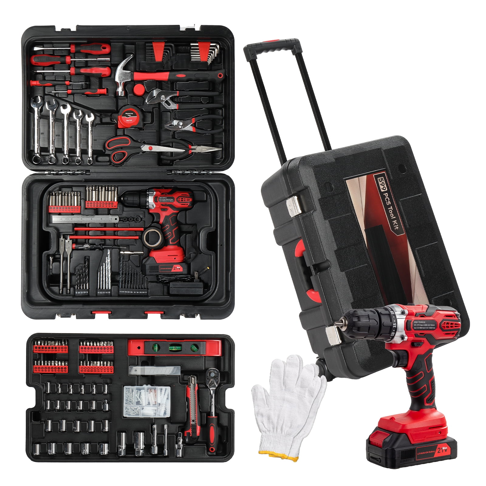 Ktaxon 599pcs Portable Tool Set With Rolling Tool Box