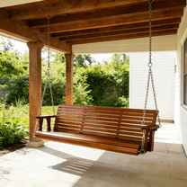 Ktaxon 5FT Patio Porch Swing, Heavy Duty 880lbs Capacity Wooden Bench with Hanging Chains, Brown