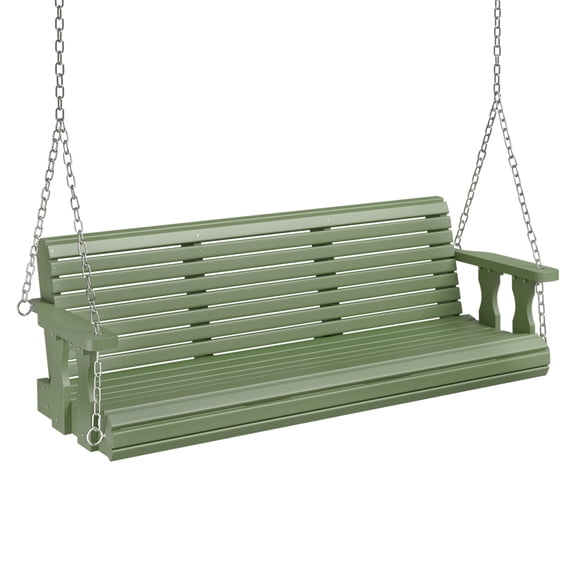 Ktaxon 5FT Wooden Porch Swing, 880LB Capacity Green Hanging Bench with Chains for Outdoor