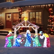 Ktaxon 5ft Christmas Lighted Nativity Scene Holy Family Christmas Outdoor Decor,with 400LED Lights