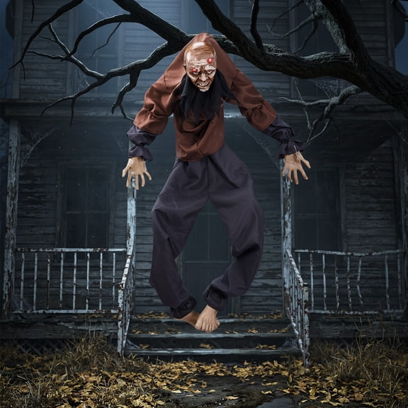 Ktaxon 5ft Halloween Animatronics Decorations,Animated Hanging Ghost w/ Thrashing Legs, Screaming & Laughing, Sound Activated