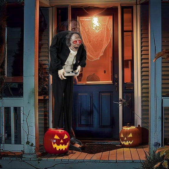 Ktaxon 5ft Waiter Animated Halloween Decoration Creepy Halloween Animatronics Waiters w/ Pre-Recorded Screaming
