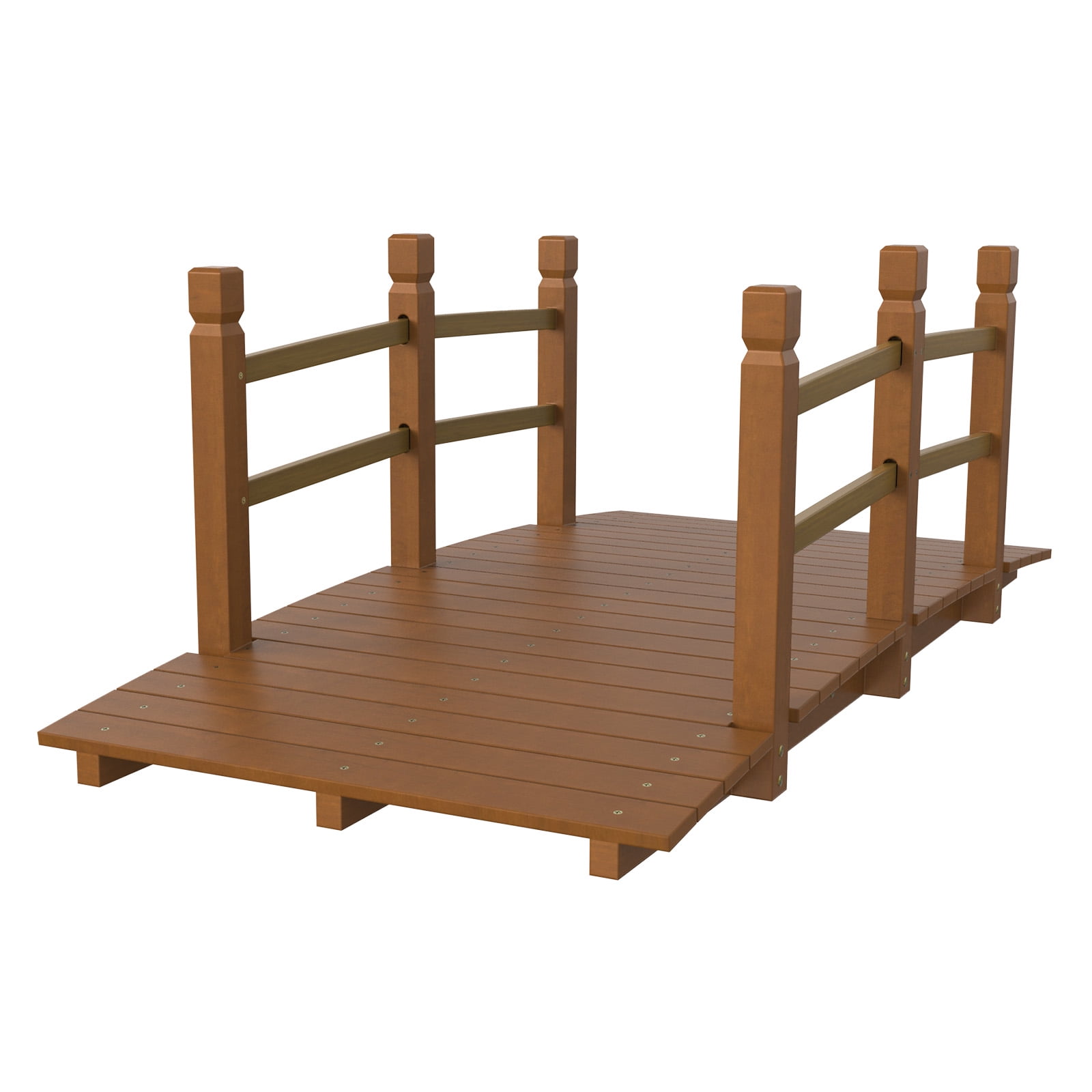 Ktaxon, Wooden Garden Bridge, 5ft, Dark Brown, with Safety Rails