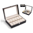 thumbnail image 1 of Ktaxon 6/10/12/20/24 Slot Wrist Watch Box Top Jewelry Storage Display Case Organizer, 1 of 7