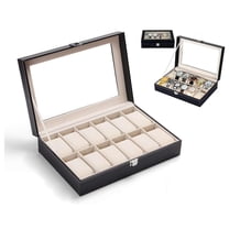 Ktaxon 6/10/12/20/24 Slot Wrist Watch Box Top Jewelry Storage Display Case Organizer