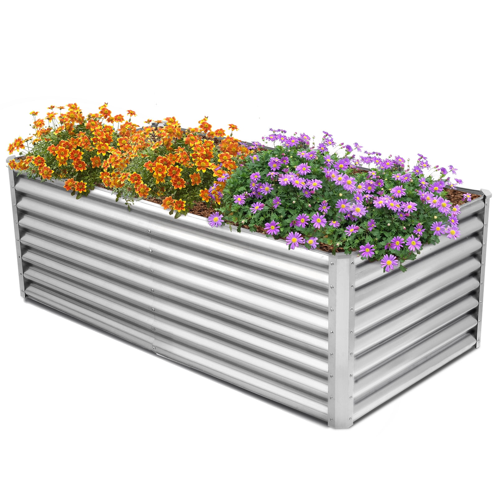 Ktaxon 6x3x2 FT Metal Raised Garden Bed, Heavy Duty Outdoor Planter for Vegetables & Herbs, Silver