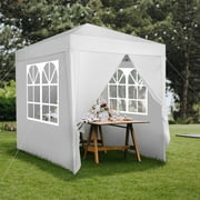 Ktaxon 6.5 x 6.5ft Ez Pop Up Gazebo Canopy Tent for Outdoor Waterproof Party Wedding 4 Sidewalls White