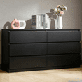 thumbnail image 1 of Ktaxon 6 Drawer Double Dresser Wood Dresser Storage Cabinet Drawer Organizer Chest Of Drawers, Black, 1 of 9