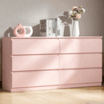 thumbnail image 1 of Ktaxon 6 Drawer Double Dresser Wood Dresser Storage Cabinet Drawer Organizer Chest Of Drawers, Pink, 1 of 7