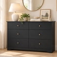 thumbnail image 1 of Ktaxon 6 Drawer Double Dresser Wood Dresser Storage Cabinet Drawer Organizer Chest of Drawers, Black, 1 of 8