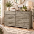 thumbnail image 1 of Ktaxon 6 Drawer Dresser Wood Dresser Storage Cabinet Drawer Organizer Chest of Drawers, Gray, 1 of 14