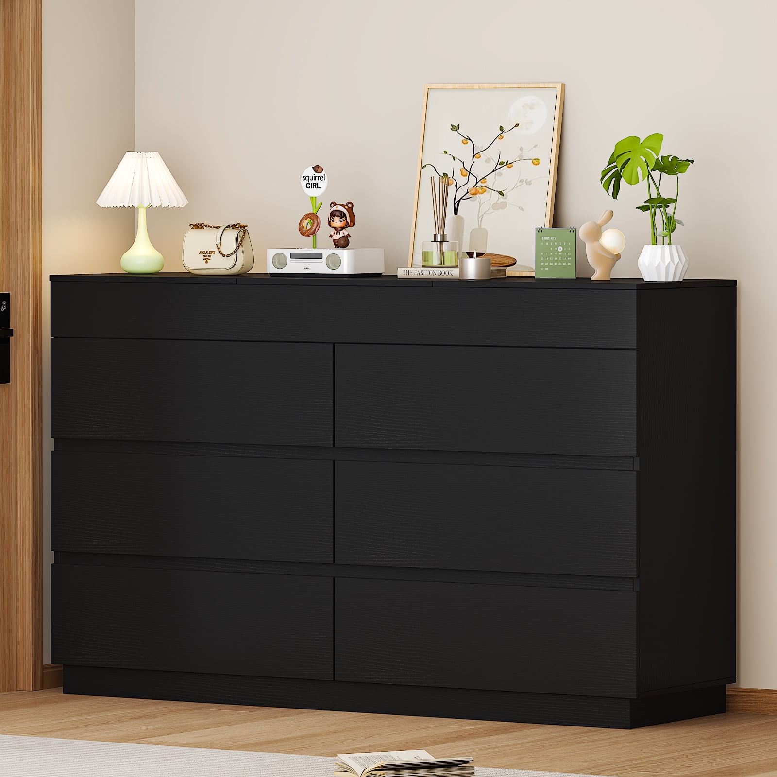 Ktaxon 6 Drawer Double Dresser with Mirrow Wood Dresser Storage Cabinet Drawer Organizer Chest of Drawers, Black - Walmart.com Ktaxon 6 Drawer Double Dresser with Mirrow Wood Dresser Storage Cabinet Drawer Organizer Chest of Drawers, Black - Walmart.com