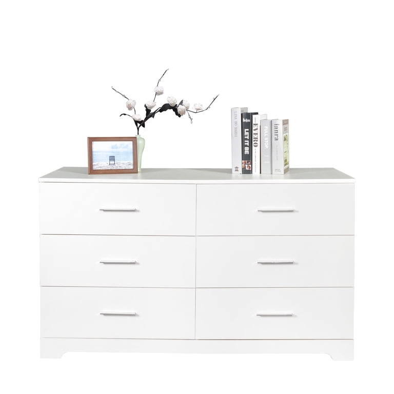 Ktaxon 6 Drawer Dresser, Wooden White Storage Cabinet, Bedroom