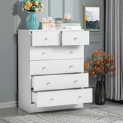 Ktaxon 6 Drawers Dresser Chests for Bedroom, Wood Chset of Drawers,Dressers Organizer for Bedroom, Living Room,Hallway, White