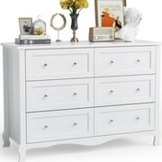 Ktaxon 6 Drawers Dresser Chests for Bedroom, Wood Chset of Drawers,Dressers Organizer for Bedroom, Living Room,Hallway, White