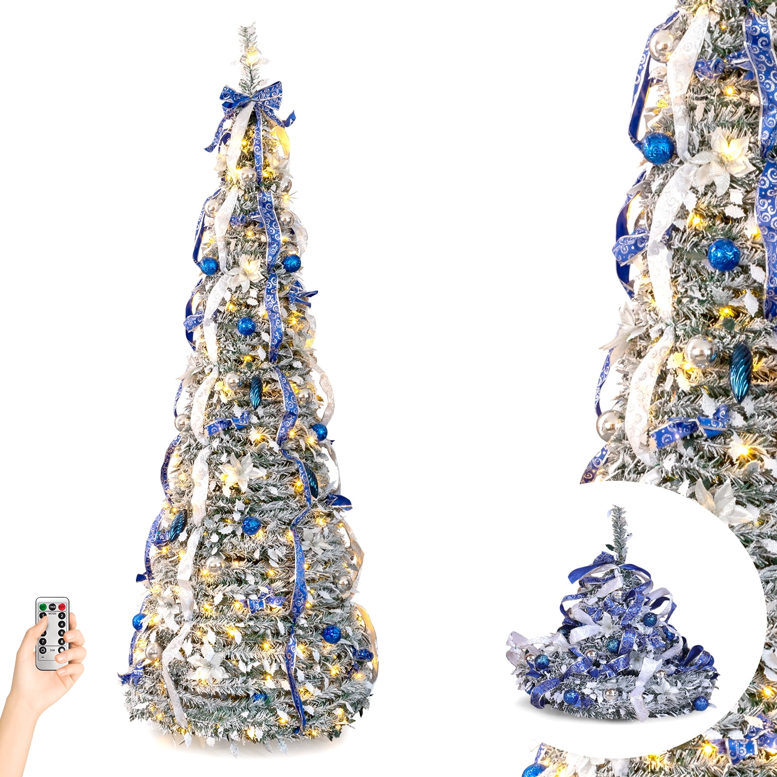 Ktaxon 7 FT Artificial Christmas Tree,Pre-Lit Collapsible Xmas