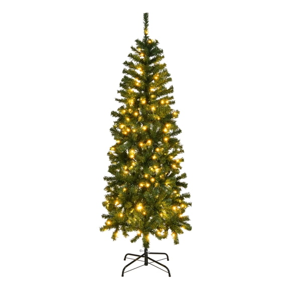 Ktaxon 6 FT Pre-lit Pencil Christmas Tree, Slim Xmas Pine Tree with 210 Lights, Remote Control for Holiday Party Office Home, Green