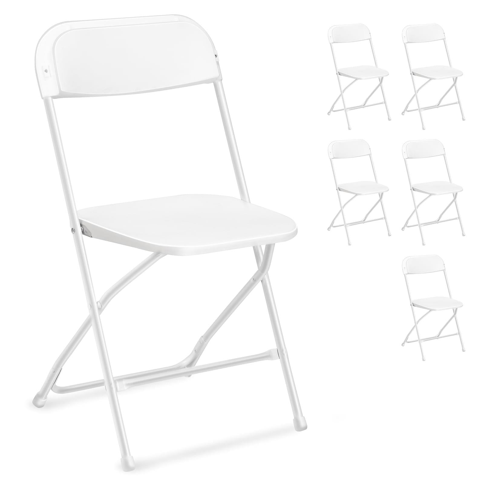 White Steel and Plastic Stackable Folding Chair Set of 6