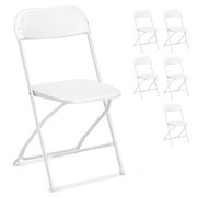 Ktaxon 6 Pack Folding Chair, Plastic  Stackable Seat, Plastic Dining Chairs, White  for Commercial Activities