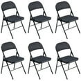 thumbnail image 1 of Ktaxon 6 Pack Folding Chairs Wedding Party Chair Foldable Dining Chairs with Metal Frame and Soft Cushion Black, 1 of 16