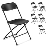 Ktaxon 6 Pack Plastic Folding Chairs, Black, Stackable, Ergonomic, 350 ...