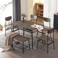 thumbnail image 1 of Ktaxon Mid-Century Modern Dining Room Set for 6, Rectangle Kitchen Table Set with 4 Chairs and 1 Bench, Dining Table for 6 with Storage, Retro Brown, 1 of 9