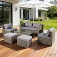thumbnail image 1 of Ktaxon 7-Piece Modular Patio Sectional Set, All-Weather Rattan Set Grey Cushions, 1 of 13