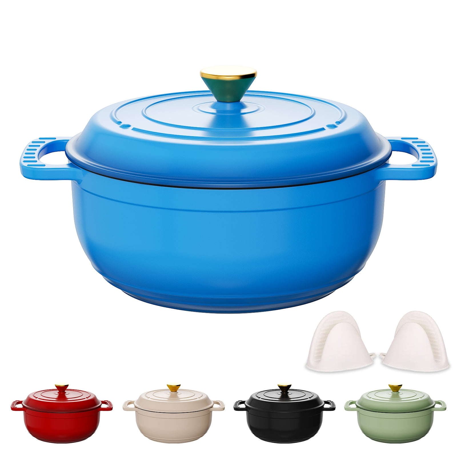 Ktaxon 6 Quart Enameled Cast Iron Round Dutch Oven Lid Heavy Duty Pre Seasoned Nonstick Cookware Perfect Bread Baking Stews Braising Roasting Inducti