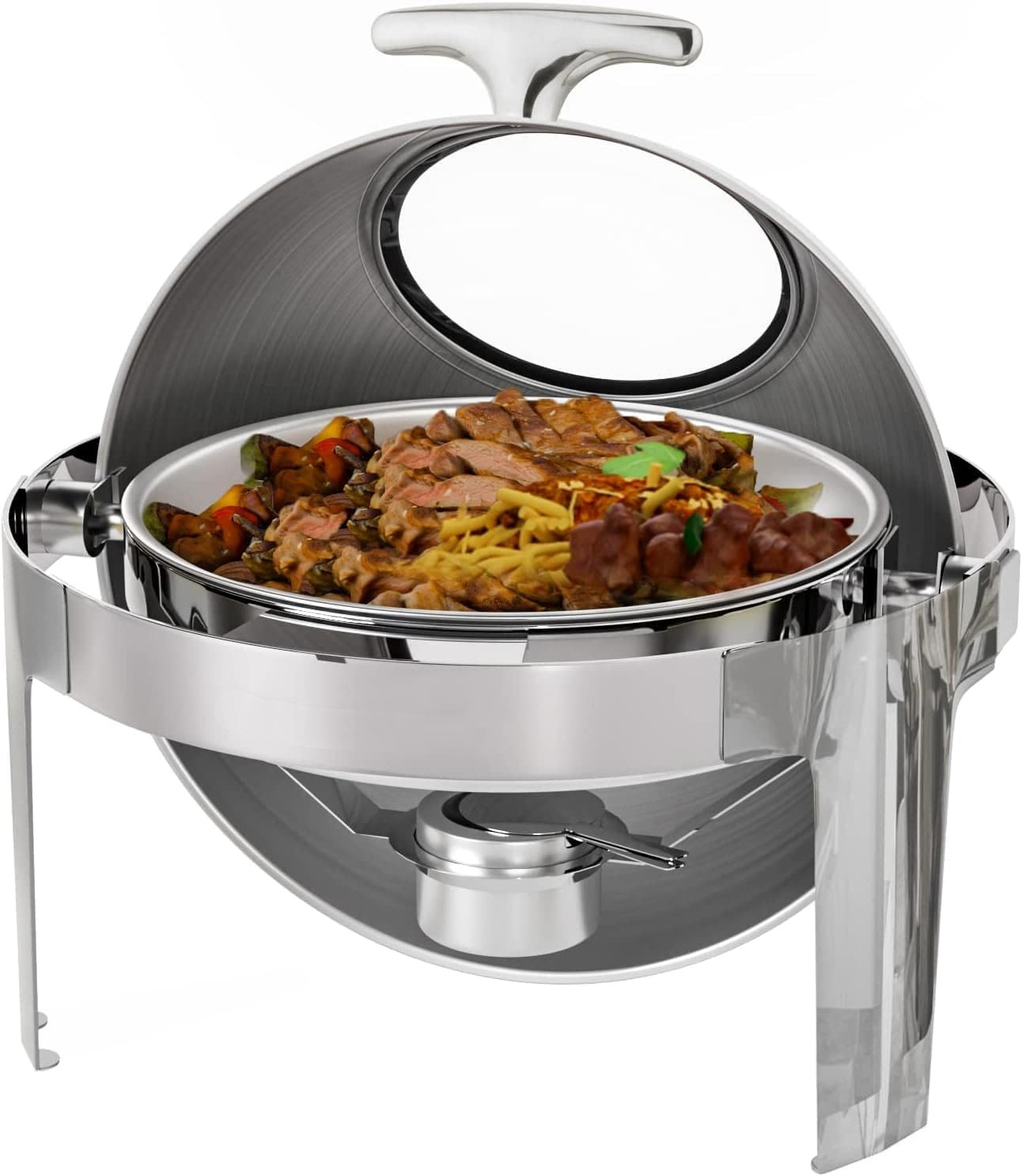 Ktaxon 6 Quart Roll Top Chafer Food Warmer, Round Chafing Dish Buffet