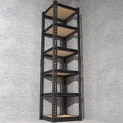 Ktaxon 6 Tier Heavy Duty Rack 1900LBS Capacity 16" W x 72" H x 16" D for Garage & Industrial, Adjustable Metal Tough Storage Shelving, Gloved Rubber Hammer, Black