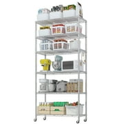 Ktaxon 6 Tier Wire Shelves, Adjustable Steel Storage Rack Organizer for Kitchen Garage Bathroom, 35.4"W x 17.7"D x 78.7"H, Black