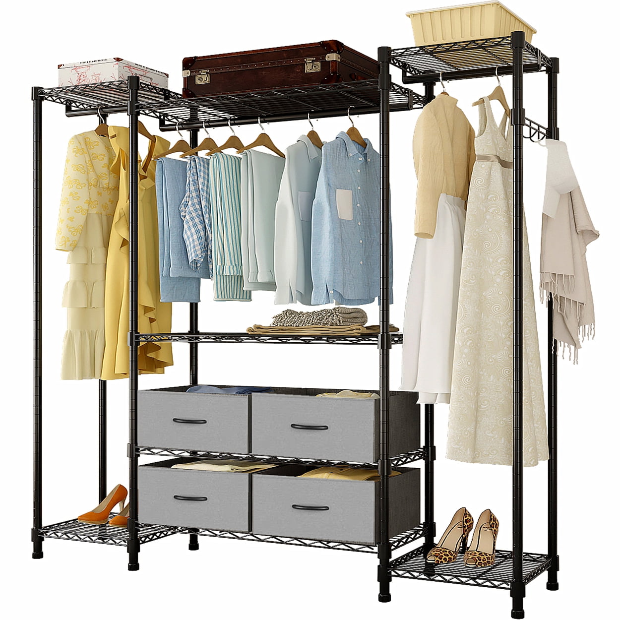 Ktaxon 6 Tiers Wire Garment Rack Heavy Duty Clothes Rack for Hanging ...