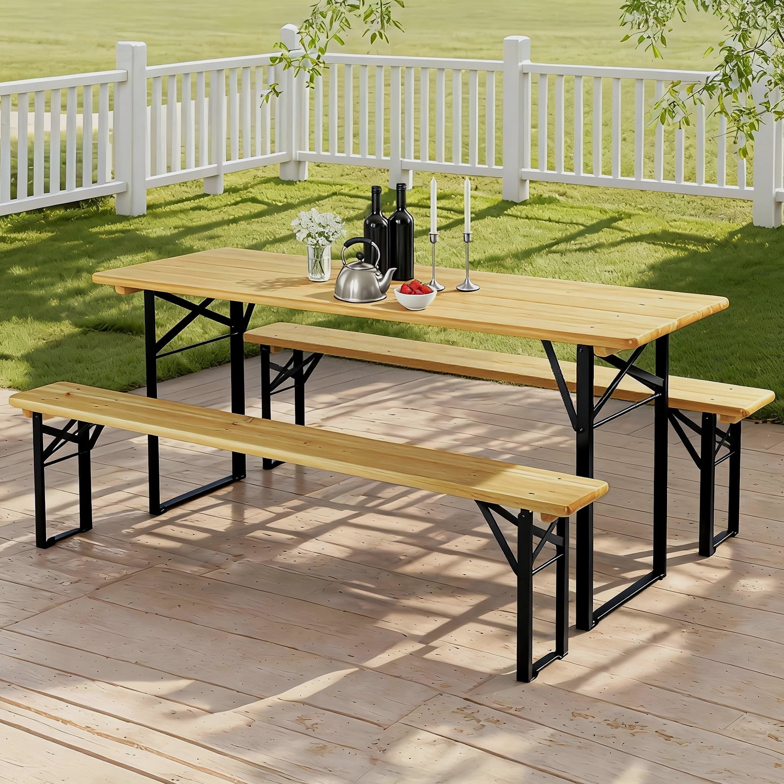 Ktaxon Portable Wood Furniture 6' Outdoor Folding Patio Camping