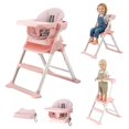 thumbnail image 1 of Ktaxon 6-in-1 Convertible Baby High Chair, Foldable Space Saver Highchair with Kitchen Standing Tower, Booster Seat for Toddlers 6M-5Y, Pink, 1 of 9