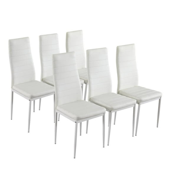 Ktaxon 6 pcs Dining Chairs PU and Iron Tube for Kitchen Room Furniture,White