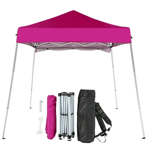 Ktaxon 6' x 6' Pop-up Canopy Slant Leg EZ Up Gazebo Canopy with Carry Bag,Barbie Pink