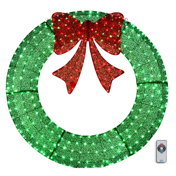 Ktaxon 60in Christmas Wreath Christmas Decoration Lighted Holiday Decor 400 Lights LED - Green