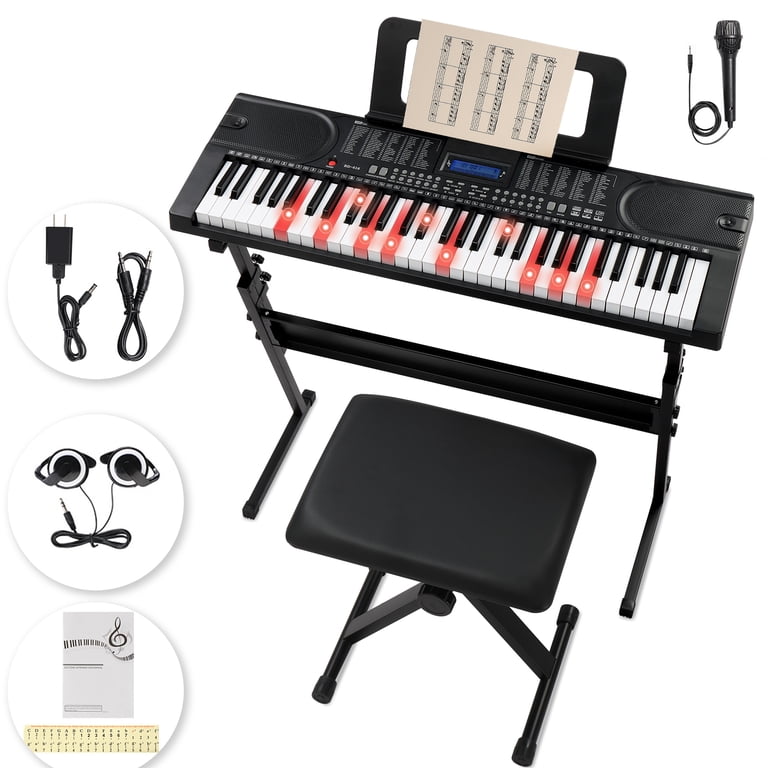 Ktaxon 61 Keys Keyboard Piano with Lighted Keys, Stand, Piano