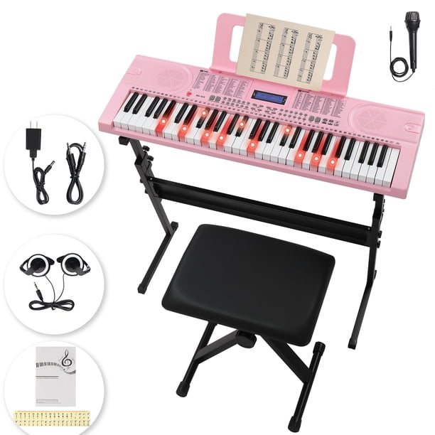Ktaxon 61 Keys Keyboard Piano with Lighted Keys, Z-Stand, Piano
