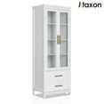 thumbnail image 1 of Ktaxon 63" Tall Bathroom Storage Cabinet, Freestanding Kitchen Pantry Cabinet Line Tower, 4 Tiers Bookshelves and Bookcases W/ 2 Doors, 2 Drawers & Display Storage Shelves for Home Office, White, 1 of 23