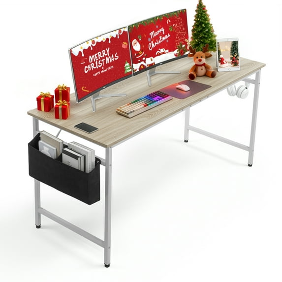 Ktaxon 63" Wood Computer Desk PC Laptop Study Table Workstation Home Office Furniture, Gray