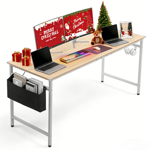 Ktaxon 63" Wood Computer Desk PC Laptop Study Table Workstation Home Office Furniture, Oak