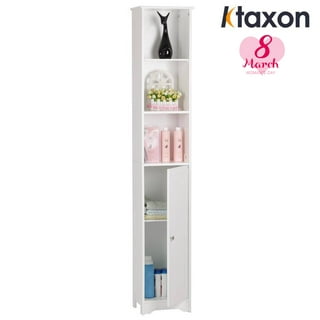  TUOXINEM Storage Cabinet for Small Spaces, Over The Toilet  Cabinet for Skinny Bathroom Storage Corner Floor, Slim Paper Cabinet with 2  Doors & Shelves (White) : Home & Kitchen