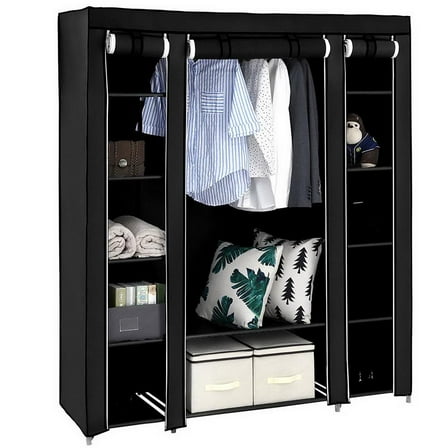 Ktaxon 69" Portable Clothes Closet Wardrobe with Non-Woven Fabric Black