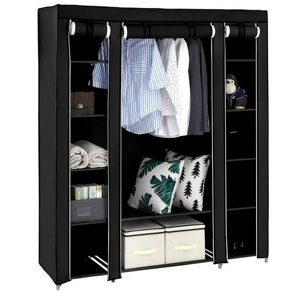 Ktaxon 69" Portable Clothes Closet Wardrobe with Non-Woven Fabric Black
